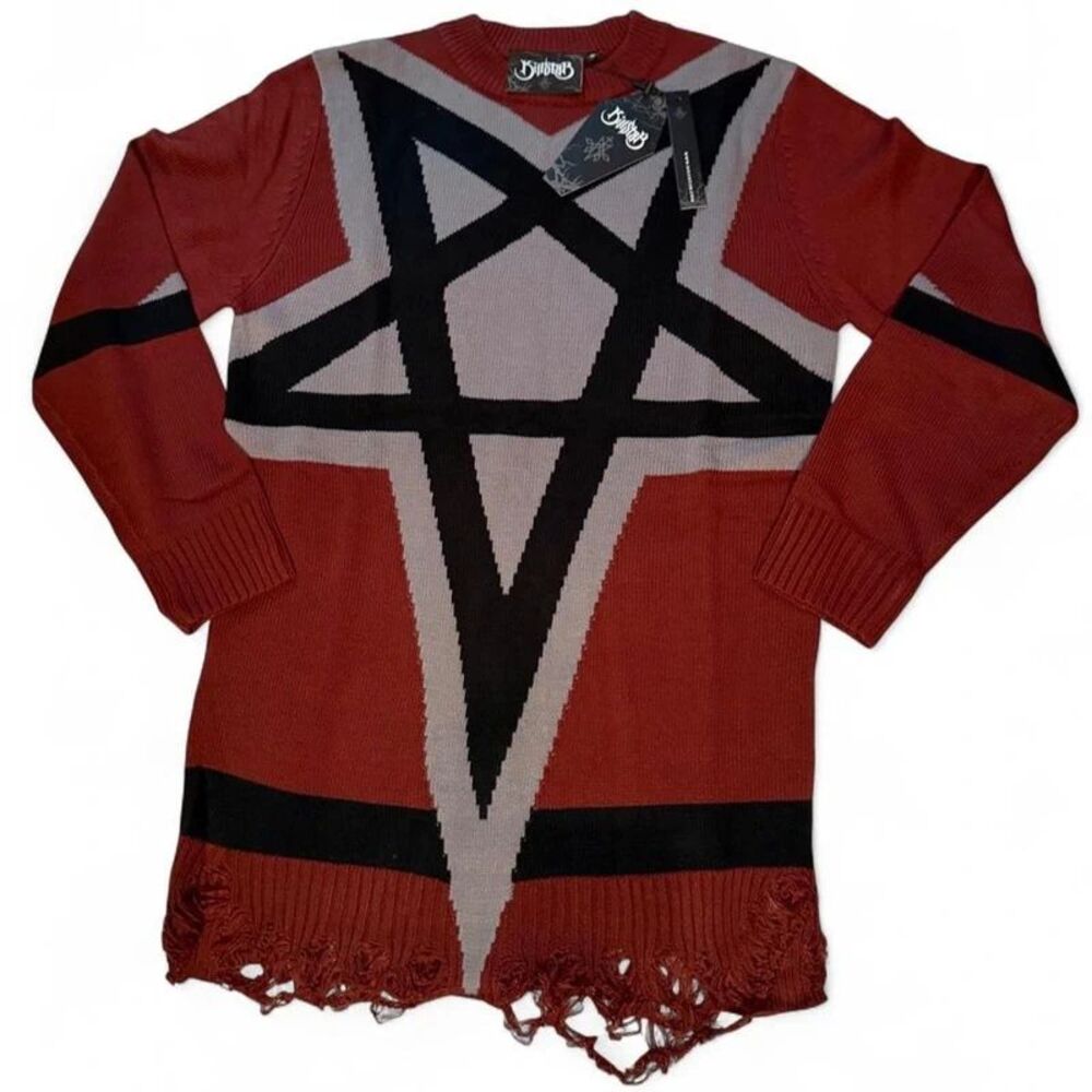 Killstar Star Crux Knit Sweater (Crimson)